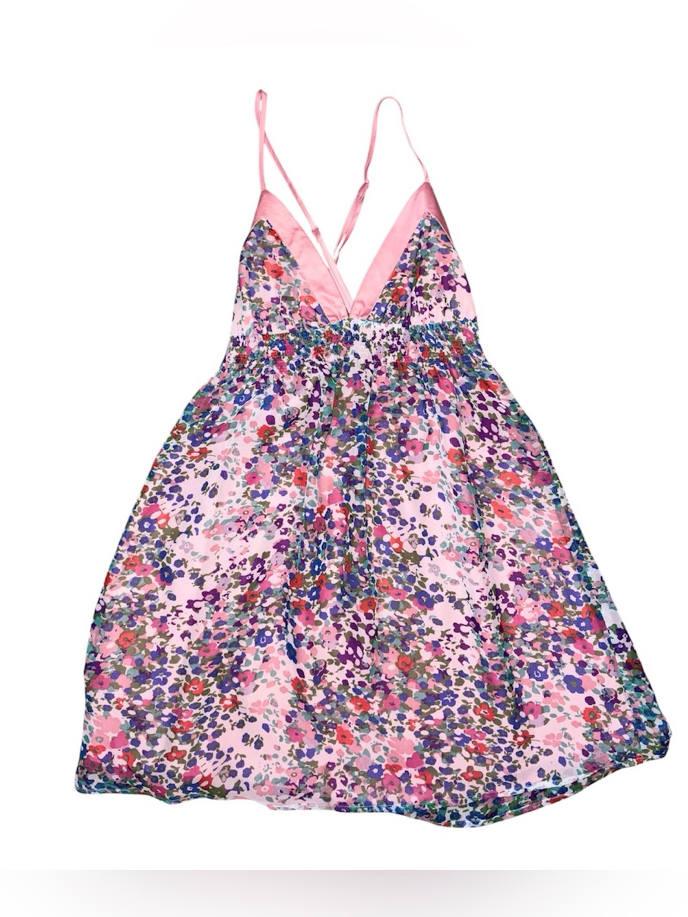 Vintage Forever 21 Floral Babydoll Mini Dress Pink Satin Indie Sleaze L - Picture 2 of 5